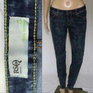 RSQ Ibiza Skinny Dark Acid Wash Jeans Size 5